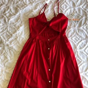 Sexy Red Tie Front Midi Dress